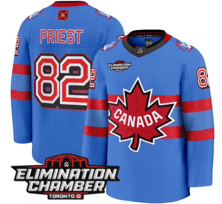 Men Damian Priest Jersey 82 Elimination Chamber Toronto 2025 Stitched Royal