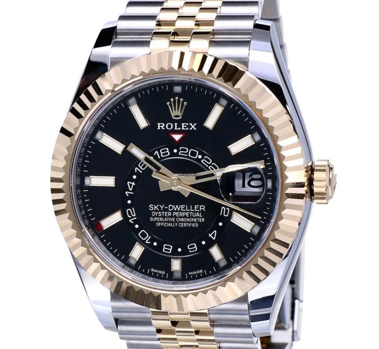 Rolex Sky-dweller Oyster Sky-dweller Jubilee Gold Steel Black Dial 42 Mm Unworn 2023