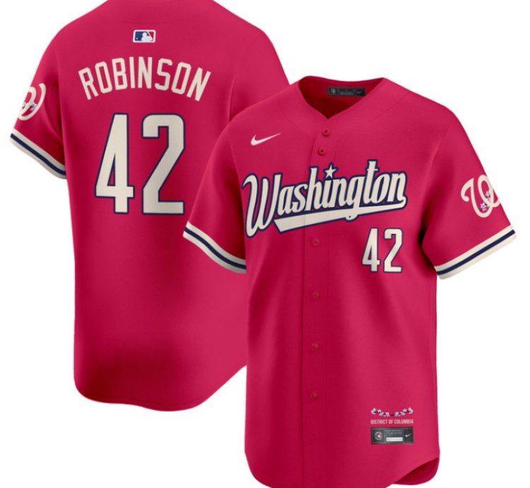 Jackie Robinson Jersey 42 Washington Nationals Vapor Limited All Stitched Pink