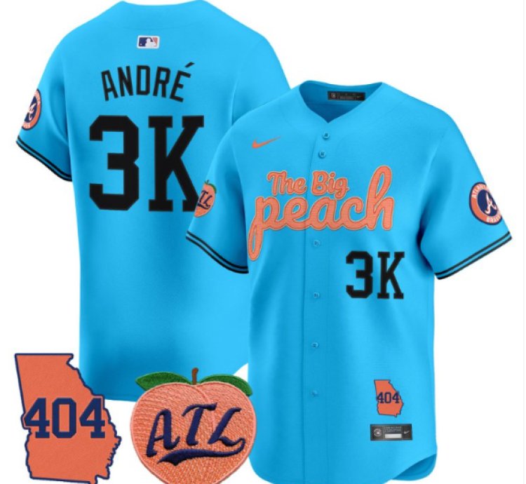 André Jersey 3k Atlanta Braves 404 The Big Peach Premier Limited Stitched Light Blue