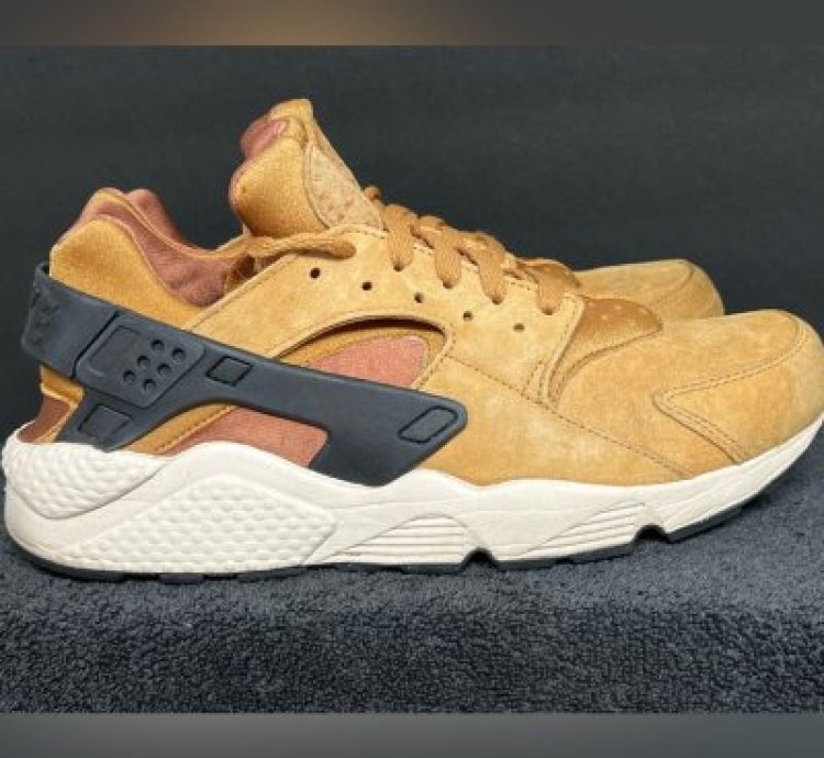 Authentic Nike Air Huarache Prm Wheat Black Light Bone Suede