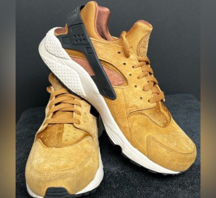Authentic Nike Air Huarache Prm Wheat Black Light Bone Suede
