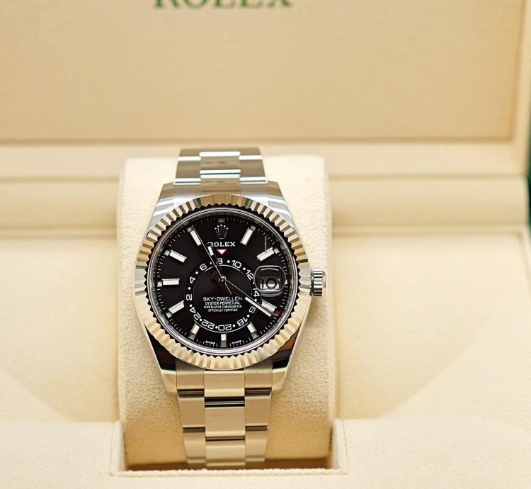 Rolex Sky-dweller Ref 326934 Aus 12 2020 Neu Full Set Zifferblatt Schwarz