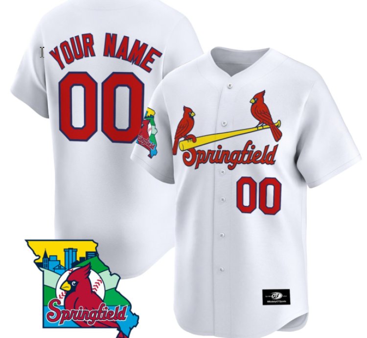 Custom Springfield Cardinals Jersey Name And Number White All Stitched