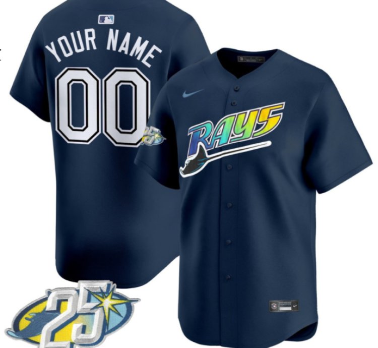 Custom Tampa Bay Rays Jersey Name And Number Navy All Stitched