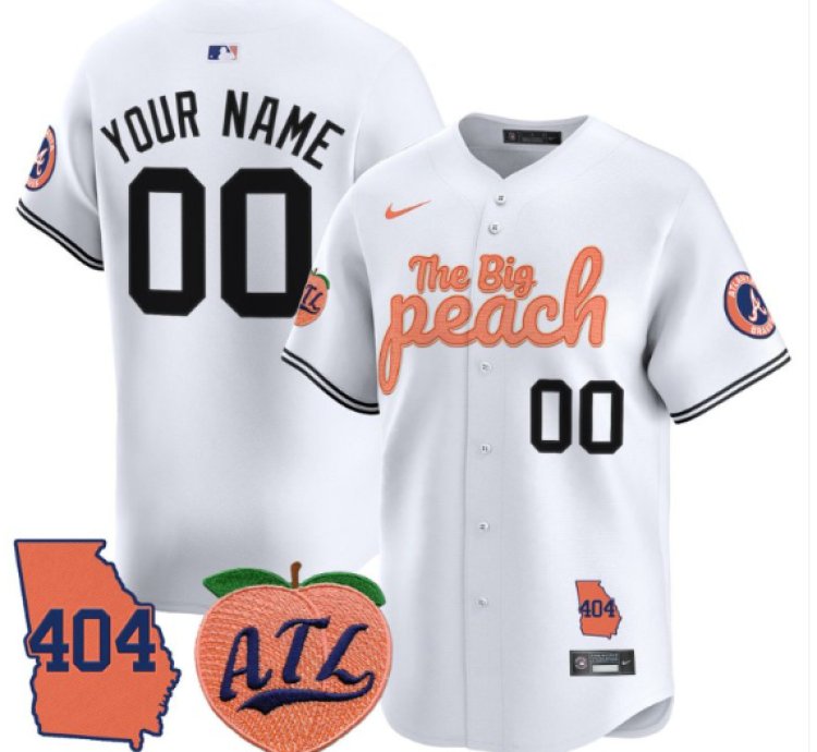 Custom Atlanta Braves Jersey 404 The Big Peach Vapor Premier Limited Stitched White