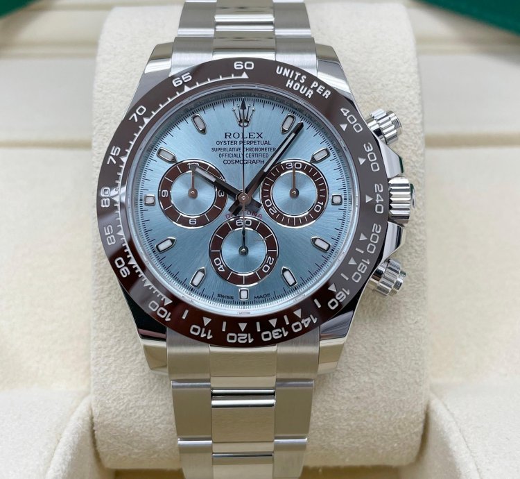 Rolex Daytona Unworn 116506 Daytona Platinum Ice Blue Index Dial 40mm Oyster Bracelet Ceramic