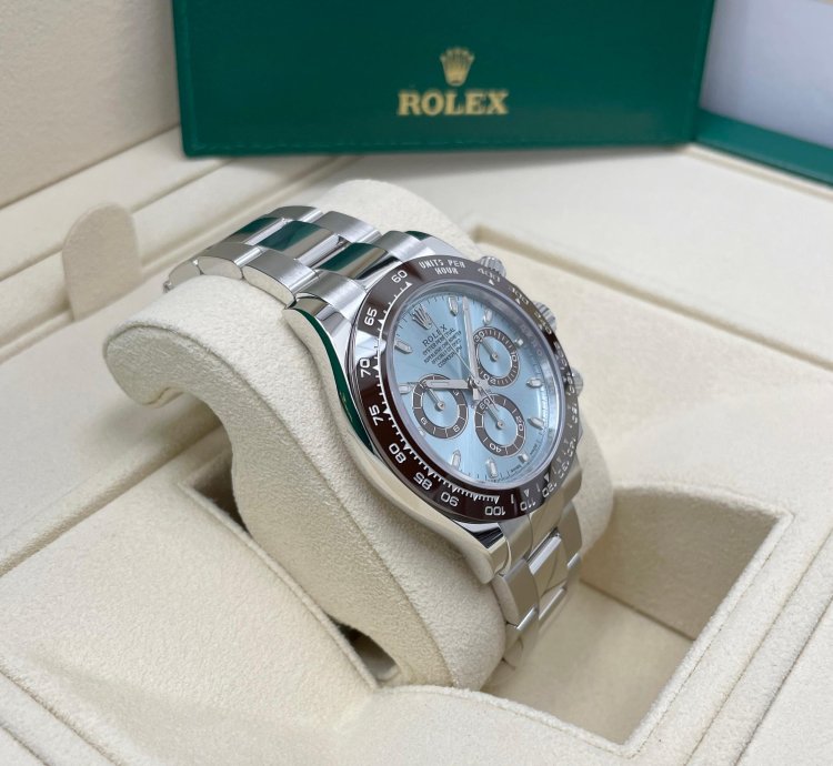 Rolex Daytona Unworn 116506 Daytona Platinum Ice Blue Index Dial 40mm Oyster Bracelet Ceramic
