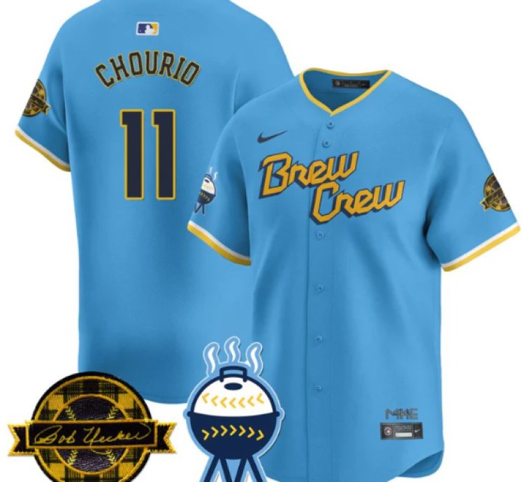 Jackson Chourio Jersey 11 Milwaukee Brewers 2025 Limited Bob Uecker Patch Stitched City Connect