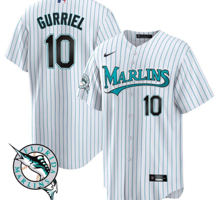 Yuli Gurriel Jersey 10 Miami Marlins Throwback Cool Base All Stitched