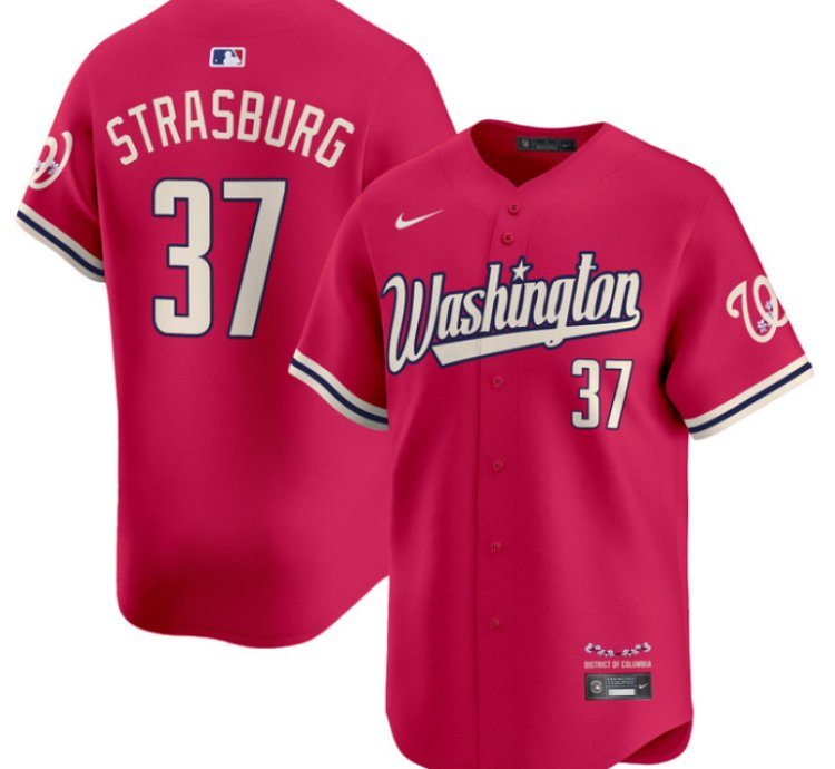 Stephen Strasburg Jersey 37 Washington Nationals Vapor Limited All Stitched Pink