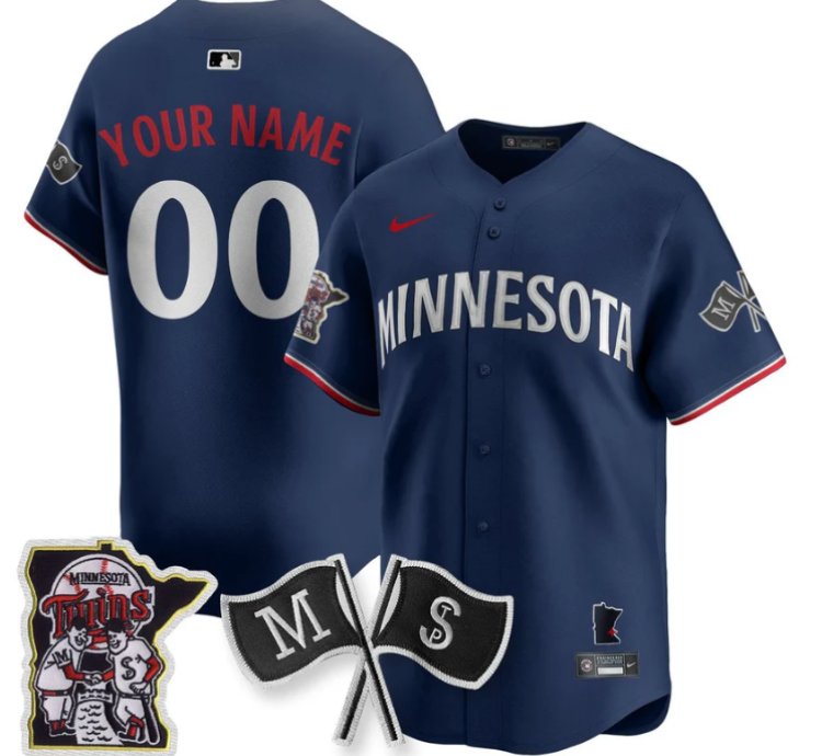 Custom Minnesota Twins Jersey Name And Number Alternate Limited Stitched Navy