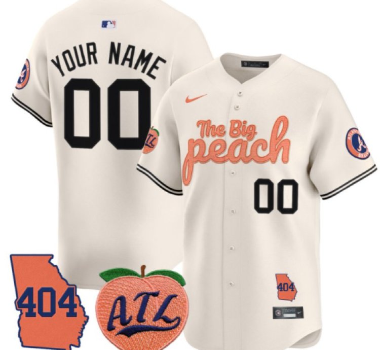 Custom Atlanta Braves Jersey 404 The Big Peach Vapor Premier Limited Stitched Cream