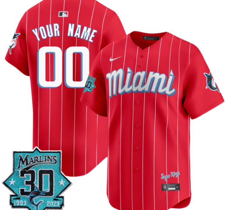 Custom Miami Marlins Jersey 30 Seasons Anniversary Patch Vapor Premier Limited Stitched City Connect
