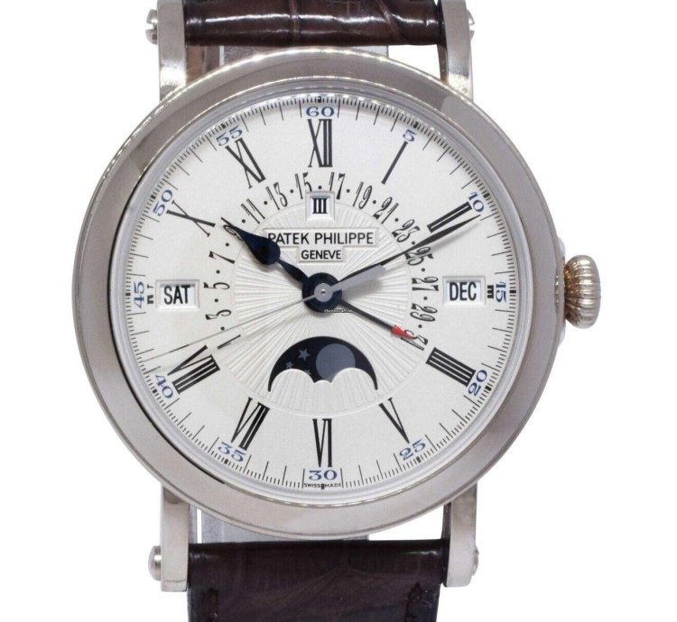 Patek Philippe Perpetual Calendar Retrograde 18k White Gold 38mm Watch 5159g