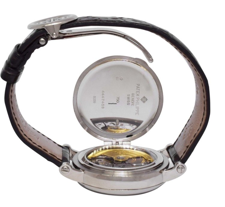Patek Philippe Perpetual Calendar Retrograde 18k White Gold 38mm Watch 5159g