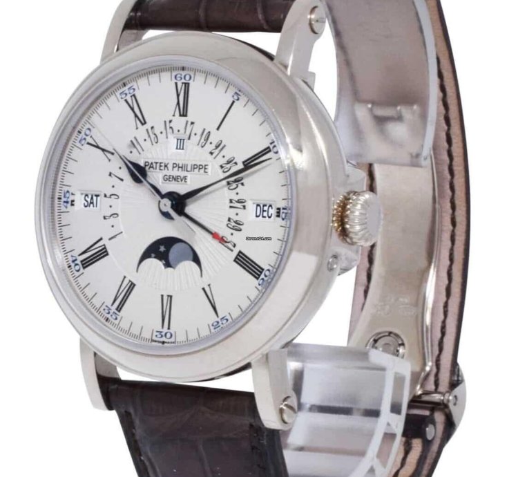 Patek Philippe Perpetual Calendar Retrograde 18k White Gold 38mm Watch 5159g