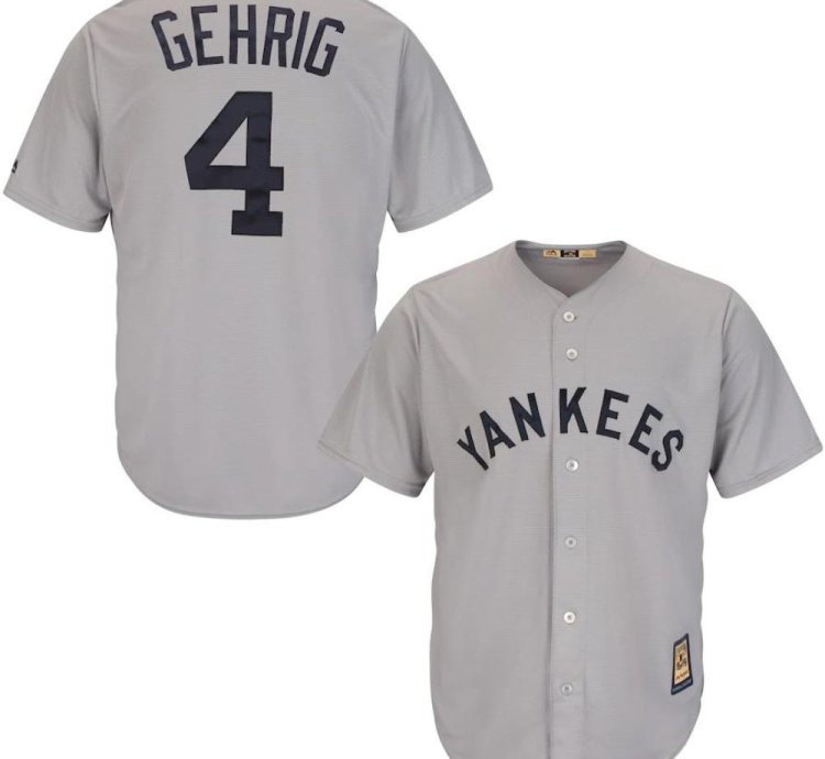 New York Yankees Lou Gehrig Gray Throwback Jersey