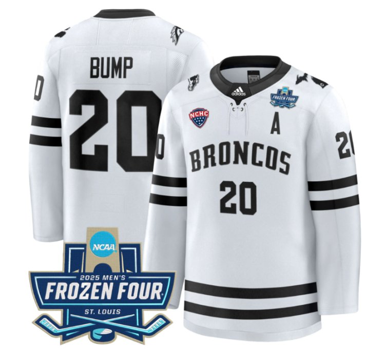 Alex Bump Jersey 20 Western Michigan Broncos 2025 Frozen Four Patch Stitched White