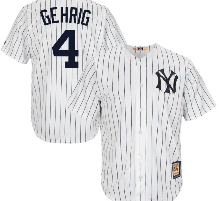 New York Yankees Lou Gehrig White Throwback Jersey