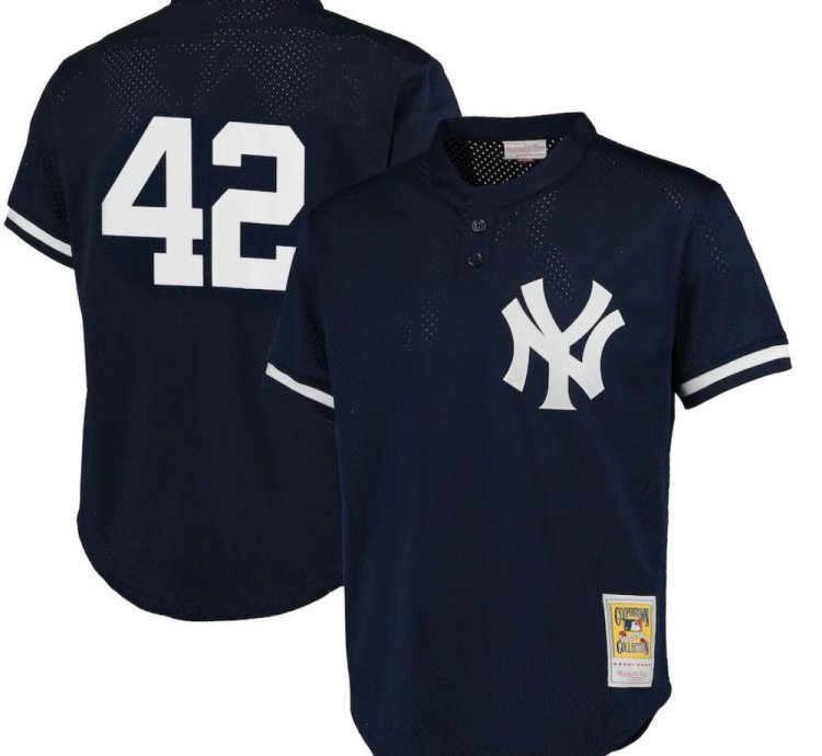 New York Yankees Mariano Rivera Navy Throwback Mesh Pullover Jersey