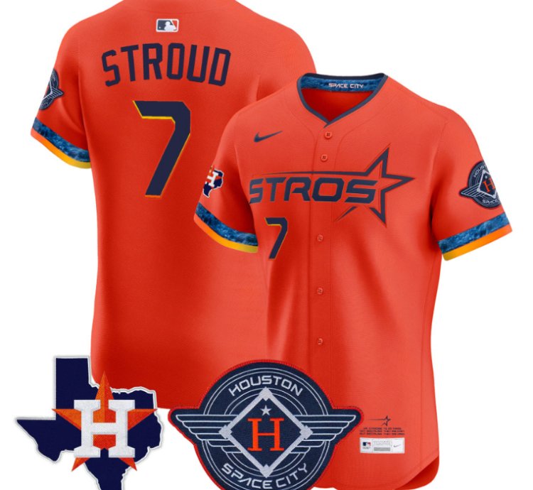 Cj Stroud Jersey 7 Houston Astros 2025 City Connect Texas Patch Premier Elite Stitched Orange