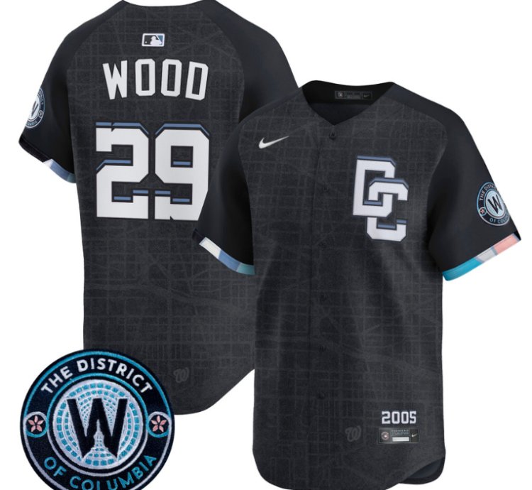 James Wood Jersey 29 Washington Nationals 2025 City Connect Premier Limited Stitched Navy