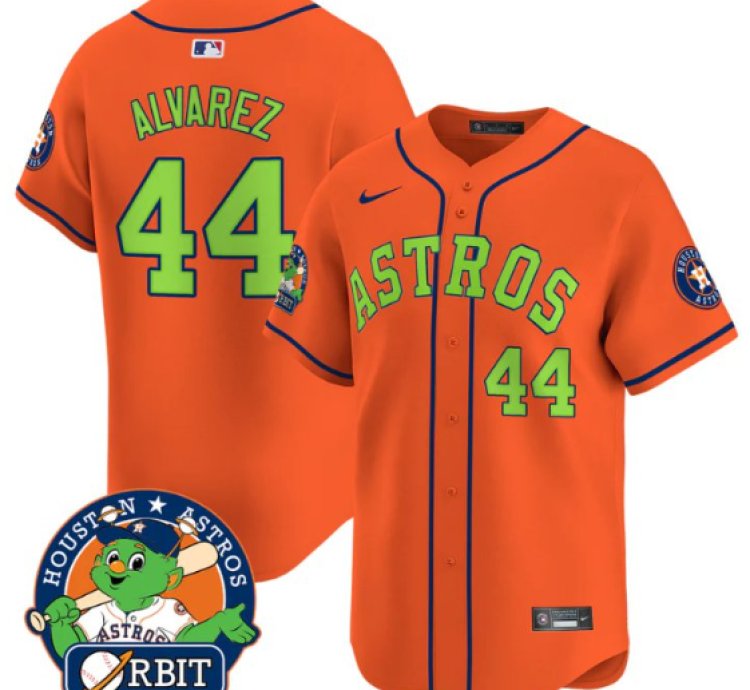 Yordan Álvarez Jersey 44 Astros Orbit Patch Vapor Premier Limited V2 Stitched Orange