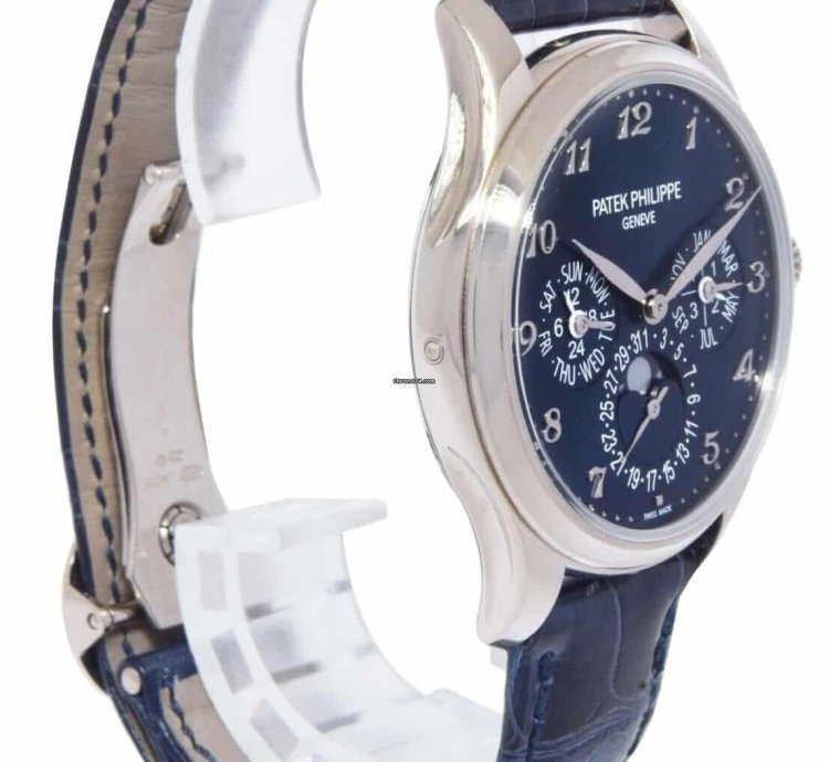 Patek Philippe Perpetual Calendar White Gold Blue Dial Mens 39mm Watch 5327g