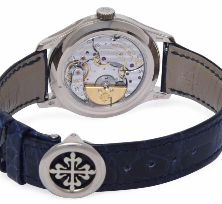 Patek Philippe Perpetual Calendar White Gold Blue Dial Mens 39mm Watch 5327g