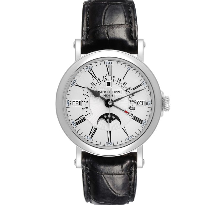 Patek Philippe Perpetual Calendar White Gold Silver Dial Mens Watch 5159