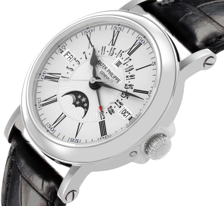 Patek Philippe Perpetual Calendar White Gold Silver Dial Mens Watch 5159