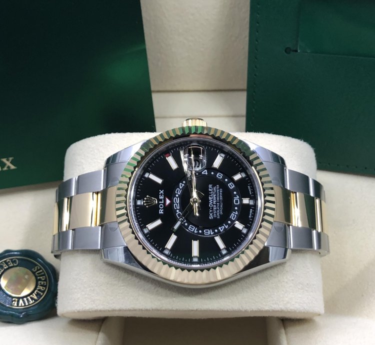 Rolex Sky-dweller Stainless Steel Yellow Gold Black Dial 2022