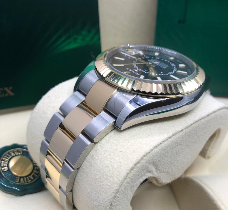 Rolex Sky-dweller Stainless Steel Yellow Gold Black Dial 2022