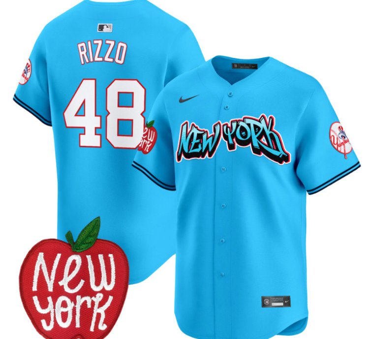 Anthony Rizzo Jersey 48 New York Yankees Apple Patch Vapor Premier Limited Stitched Light Blue