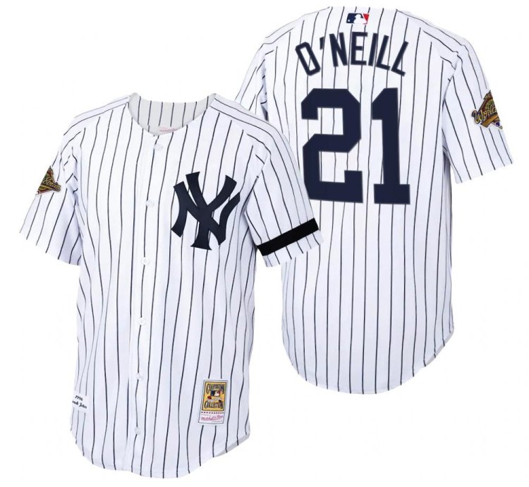 New York Yankees Paul Oneill White 1996 World Series Throwback Jersey