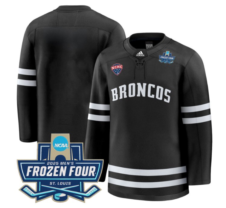 Team Jersey Blank Western Michigan Broncos 2025 Frozen Four Patch Premium Stitched Black