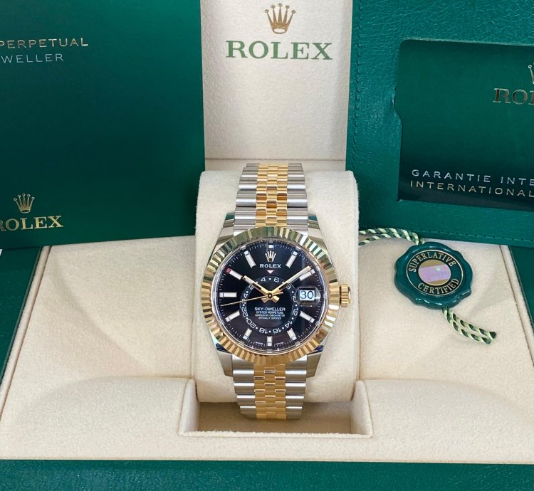 Rolex Sky-dweller Stainless Steel Yellow Gold Black Dial Jubilee 2023