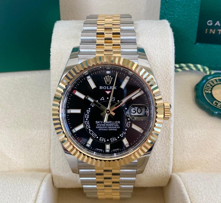 Rolex Sky-dweller Stainless Steel Yellow Gold Black Dial Jubilee 2023