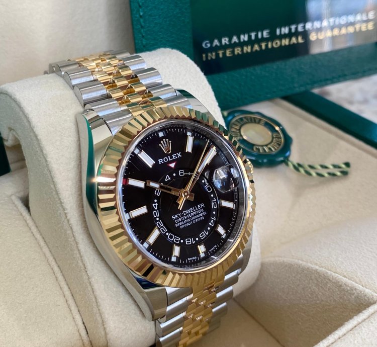 Rolex Sky-dweller Stainless Steel Yellow Gold Black Dial Jubilee 2023