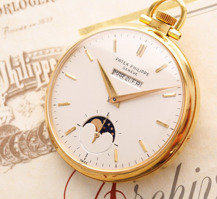 Patek Philippe Pocket Watch Yellow Gold Perpetual Calendar Pocket Watch Ref 725 2