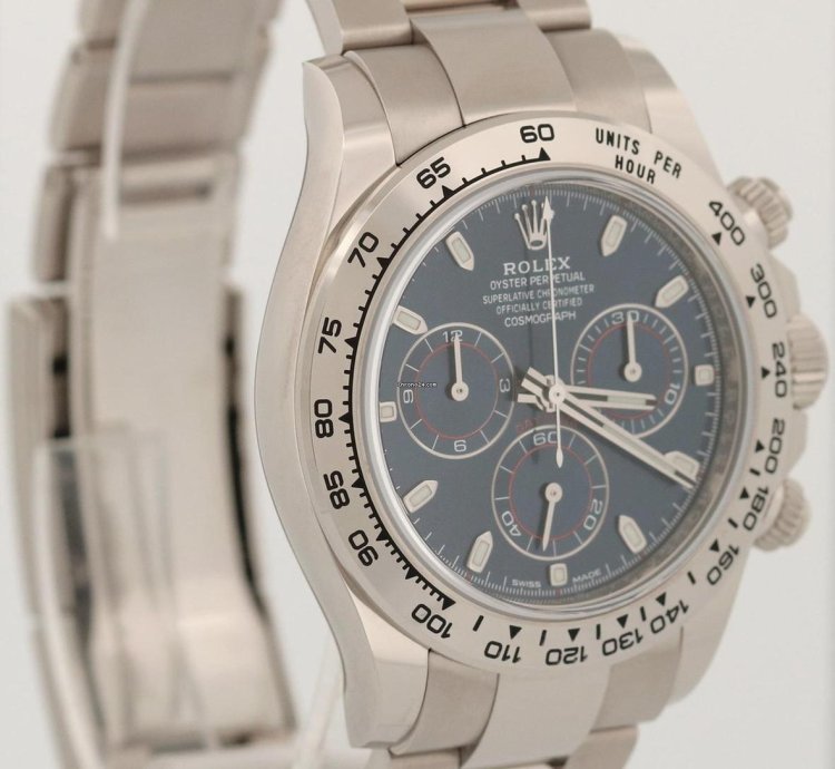 Rolex Daytona Unworn 2023 Papers Rolex Daytona Cosmograph Blue 18k White Gold Watch 116509