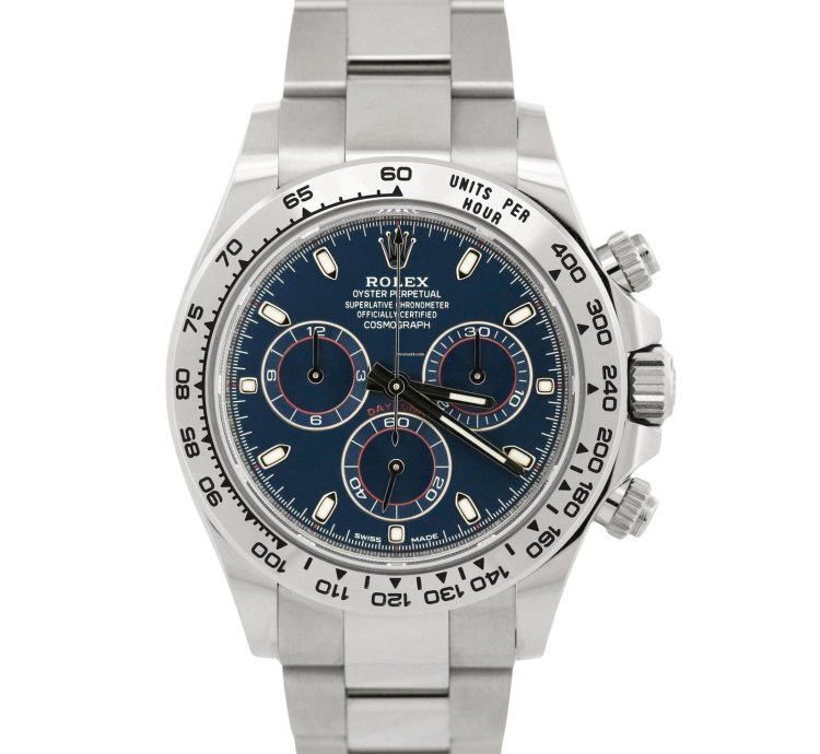 Rolex Daytona Unworn 2023 Papers Rolex Daytona Cosmograph Blue 18k White Gold Watch 116509