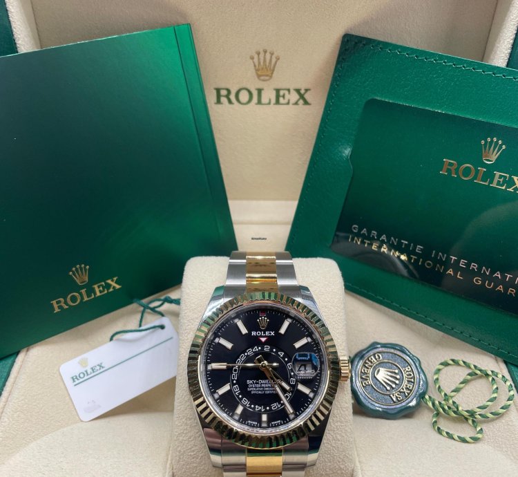 Rolex Sky-dweller Steel Gold Oyster Black Dial New Unworn 2023 Full Set