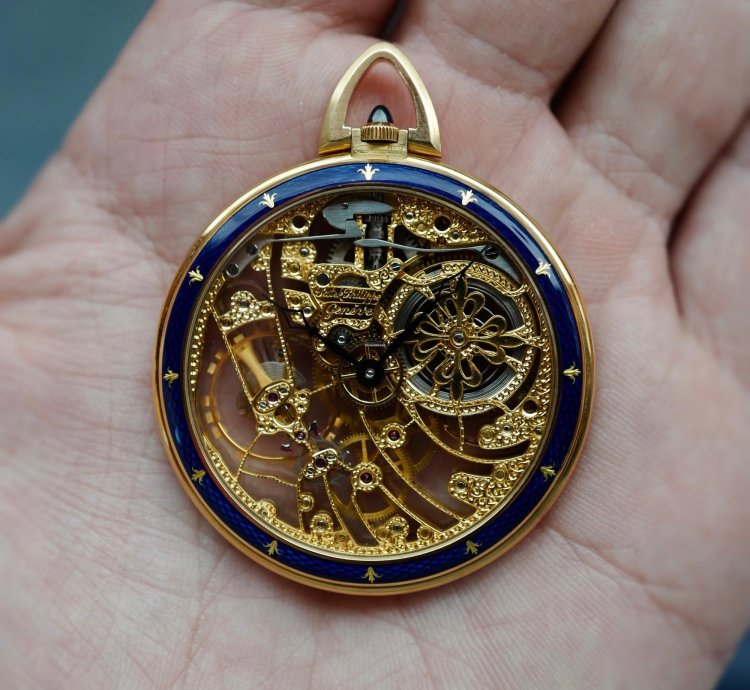 Patek Philippe Pocket Watch Yellow Gold Skeleton Enamel Pocket Watch Ref 899