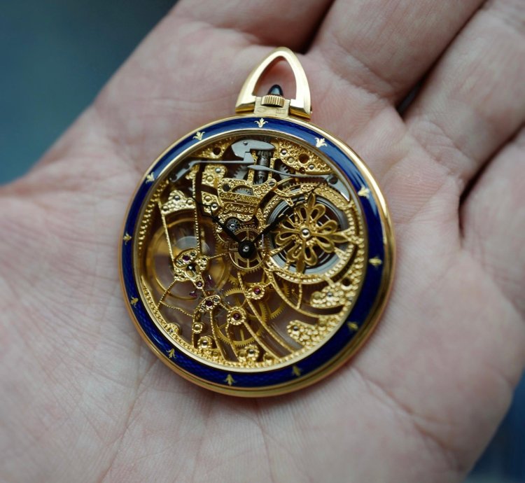 Patek Philippe Pocket Watch Yellow Gold Skeleton Enamel Pocket Watch Ref 899