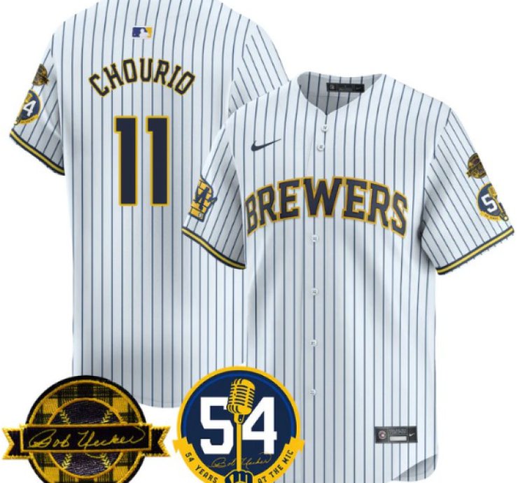 Jackson Chourio Jersey 11 Milwaukee Brewers 2025 Bob Uecker 54 Seasons For Brewers Stitched White