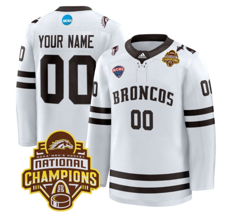 Custom Western Michigan Broncos Jersey 2025 National Champions Patch Premium Stitched White
