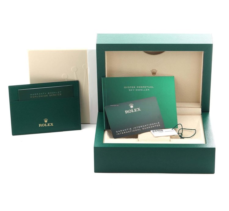 Rolex Sky-dweller Steel White Gold Green Dial Mens Watch 336934 Unworn