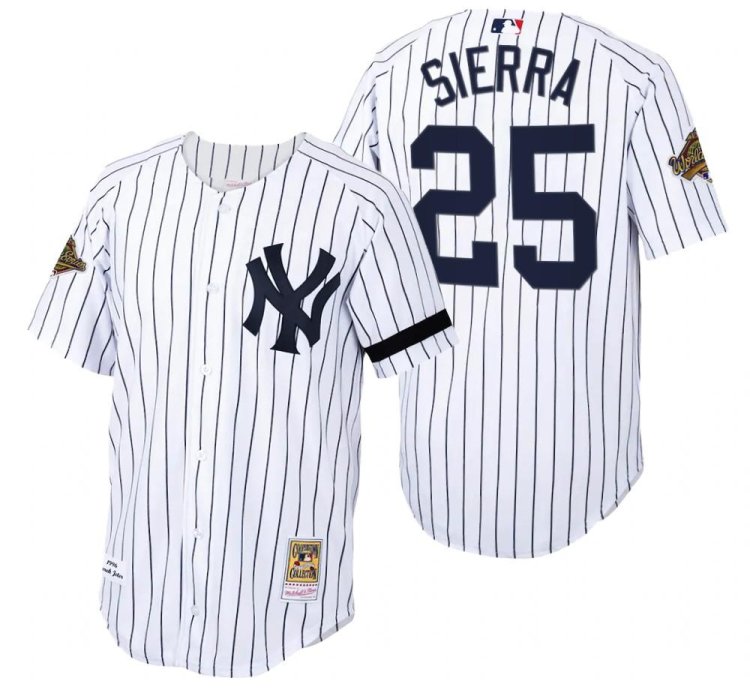 New York Yankees Ruben Sierra White 1996 World Series Throwback Jersey
